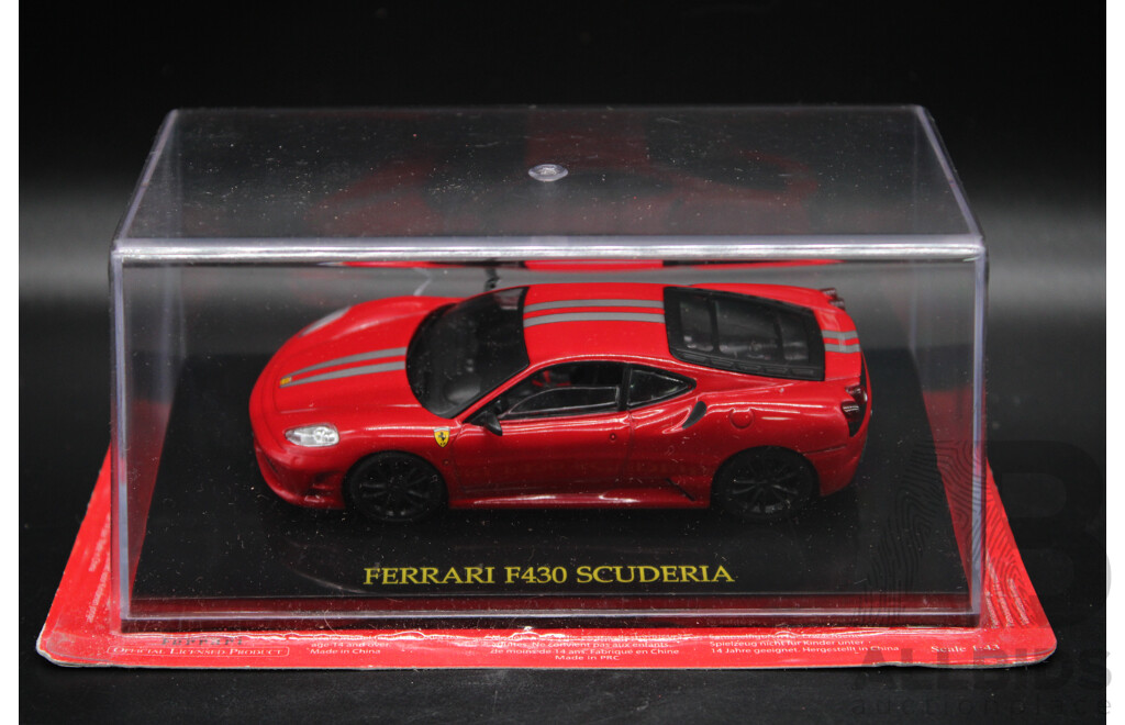 Five Diecast Ferraris Including - F40 Racing, F40, F430 Scuderia, 250 Testa Rossa, 288 GTO - 1:43 Scale