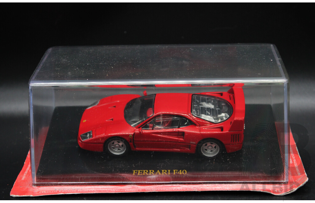 Five Diecast Ferraris Including - F40 Racing, F40, F430 Scuderia, 250 Testa Rossa, 288 GTO - 1:43 Scale