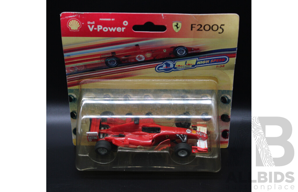 Five V-POWER Ferrari Model Car Collection Including F2005, F50, 250 GTO -  1:38 Scale