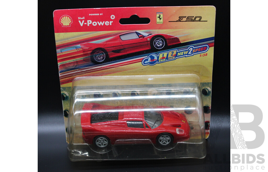 Five V-POWER Ferrari Model Car Collection Including F2005, F50, 250 GTO -  1:38 Scale