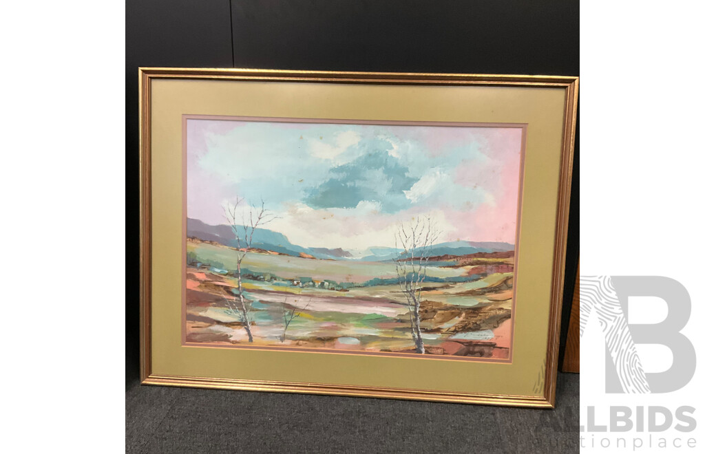 Three T. Csabonyi Art Work - Oil on Board Saint with Halo, Framed Landscape Gouche on Board and Framed the Fishing Boat Ink on Paper