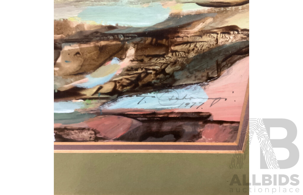 Three T. Csabonyi Art Work - Oil on Board Saint with Halo, Framed Landscape Gouche on Board and Framed the Fishing Boat Ink on Paper