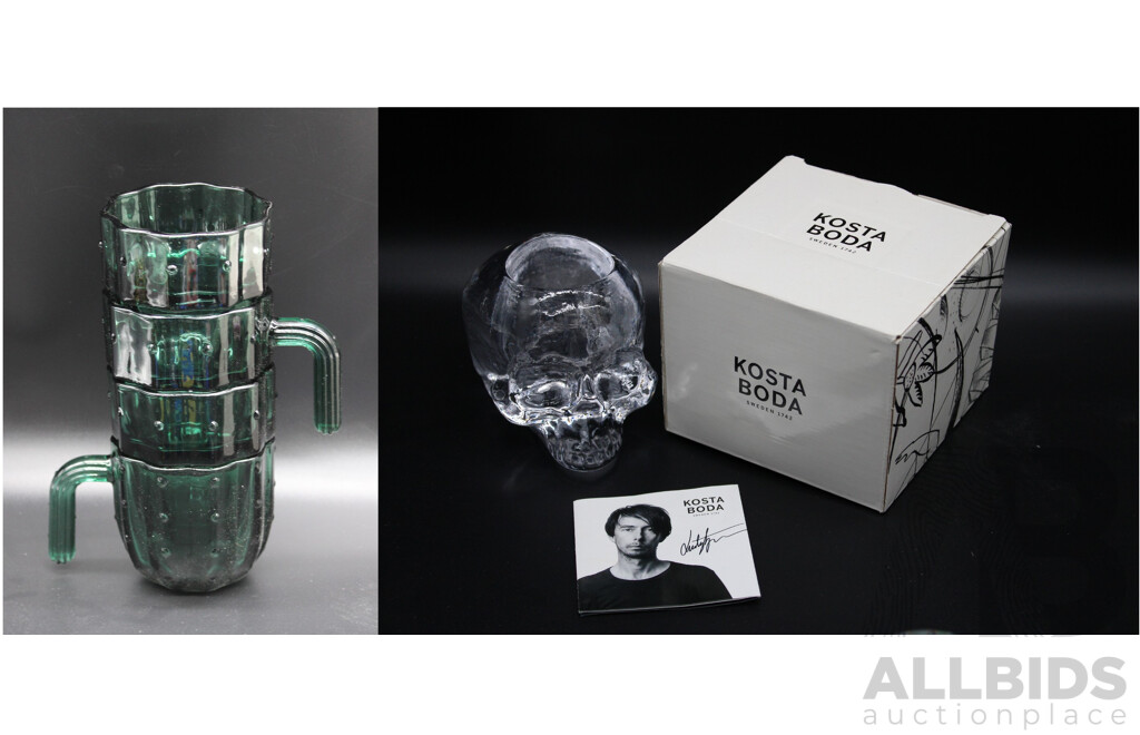 KOSTA BODA Skull Candle Holder & Cactus Stackable Glasses