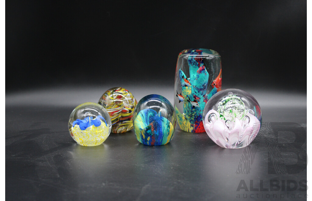 Assorted Glass Colorful Paperweight - Lot of 8