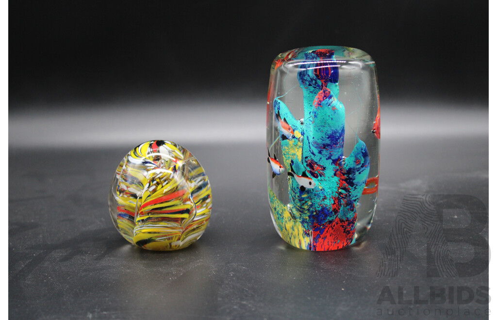 Assorted Glass Colorful Paperweight - Lot of 8