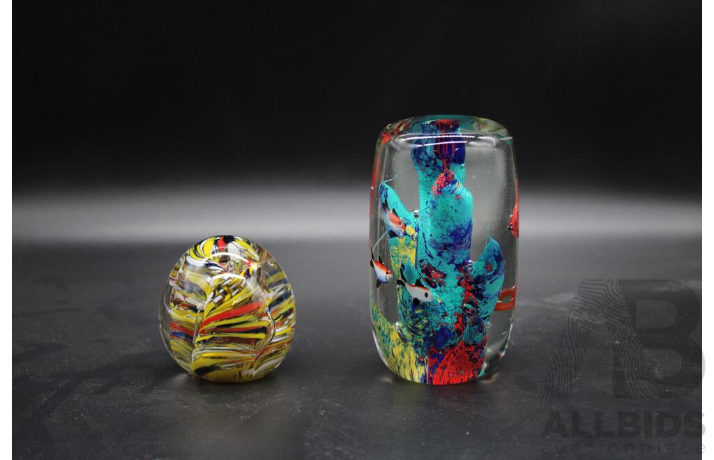 Assorted Glass Colorful Paperweight - Lot of 8