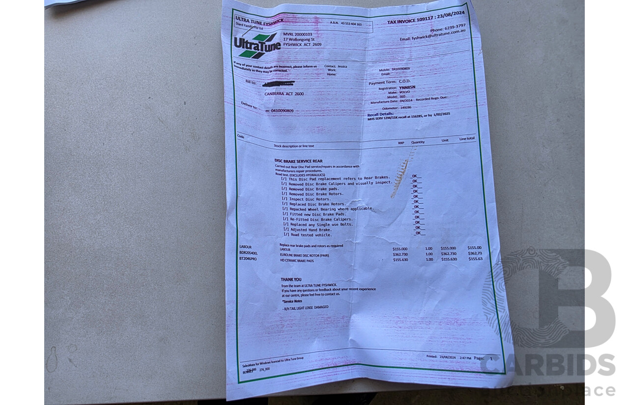 4/2014 Volvo S60 D4 Kinetic (AWD) F MY14 4d Sedan Black Turbo Diesel 2.0L