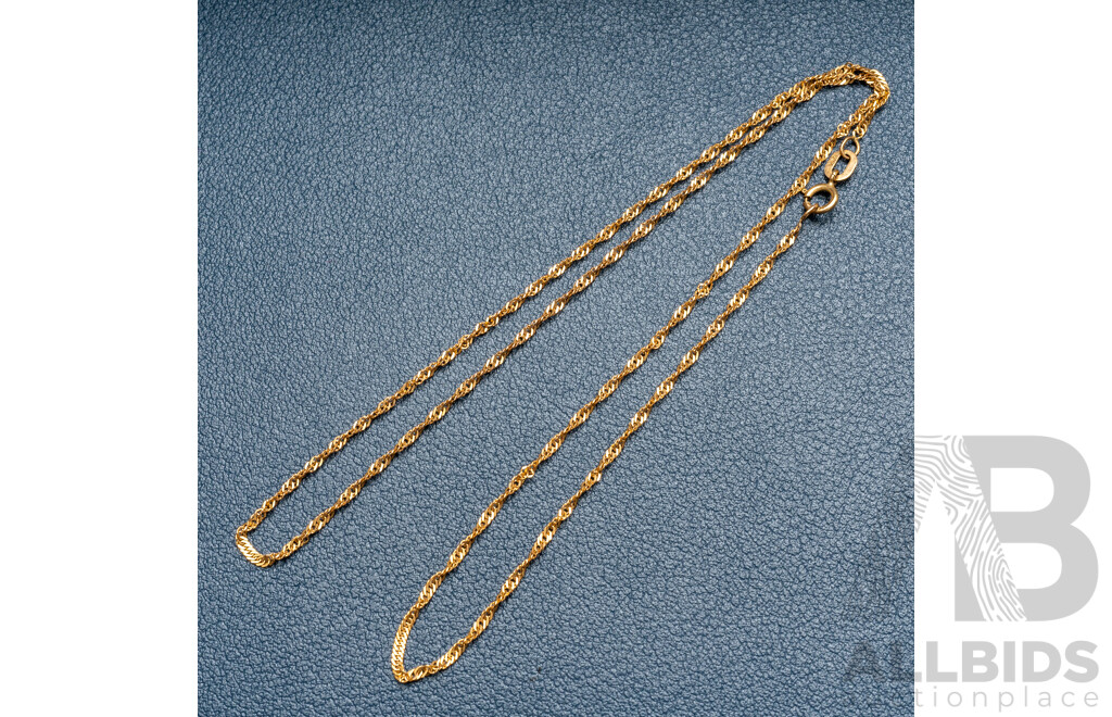 9ct Rope Twist Necklace, 40cm Long, 1.24 Grams