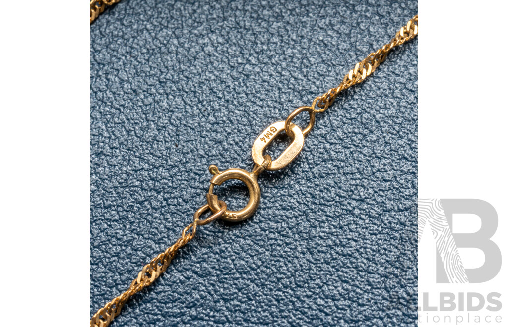 9ct Rope Twist Necklace, 40cm Long, 1.24 Grams