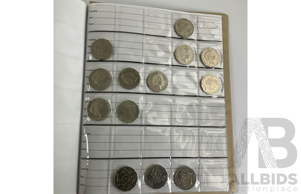 Album of Australian Coins Including Twenty Cents Consecutive 1966 to 1982, 1996 to 2002, 2004 to 2013 One Two, Five, Ten Fifty Cent Semi Consecutive Runs 1966 to 2012