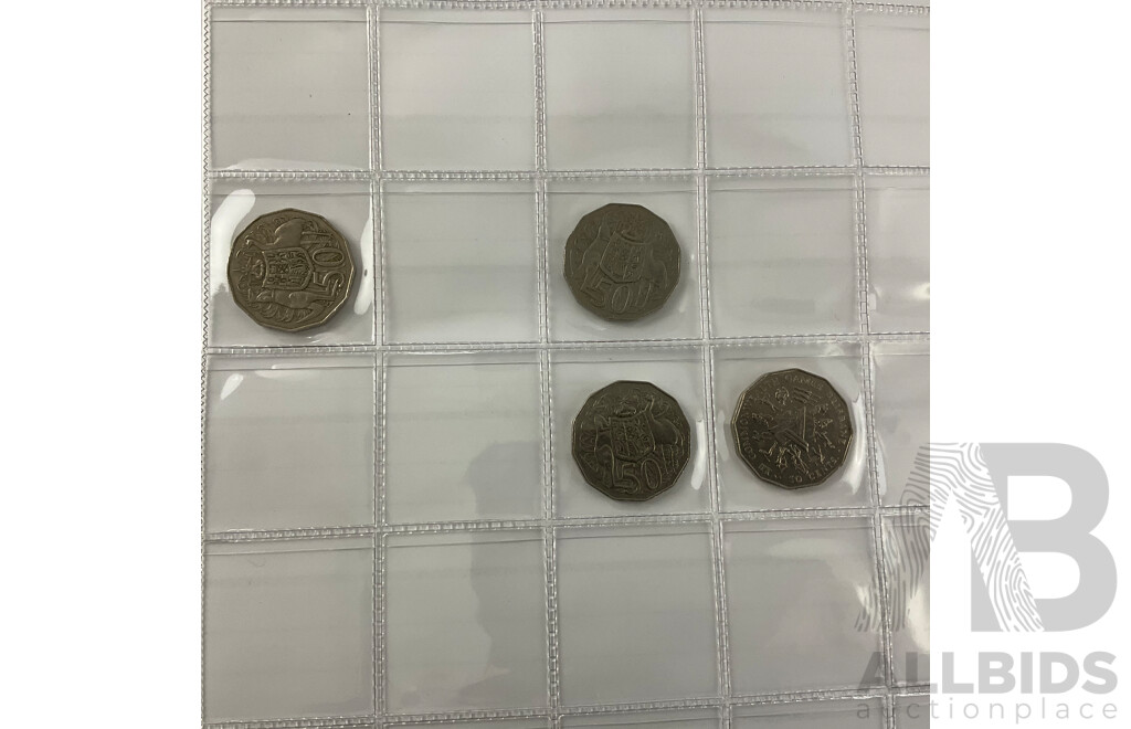 Album of Australian Coins Including Twenty Cents Consecutive 1966 to 1982, 1996 to 2002, 2004 to 2013 One Two, Five, Ten Fifty Cent Semi Consecutive Runs 1966 to 2012