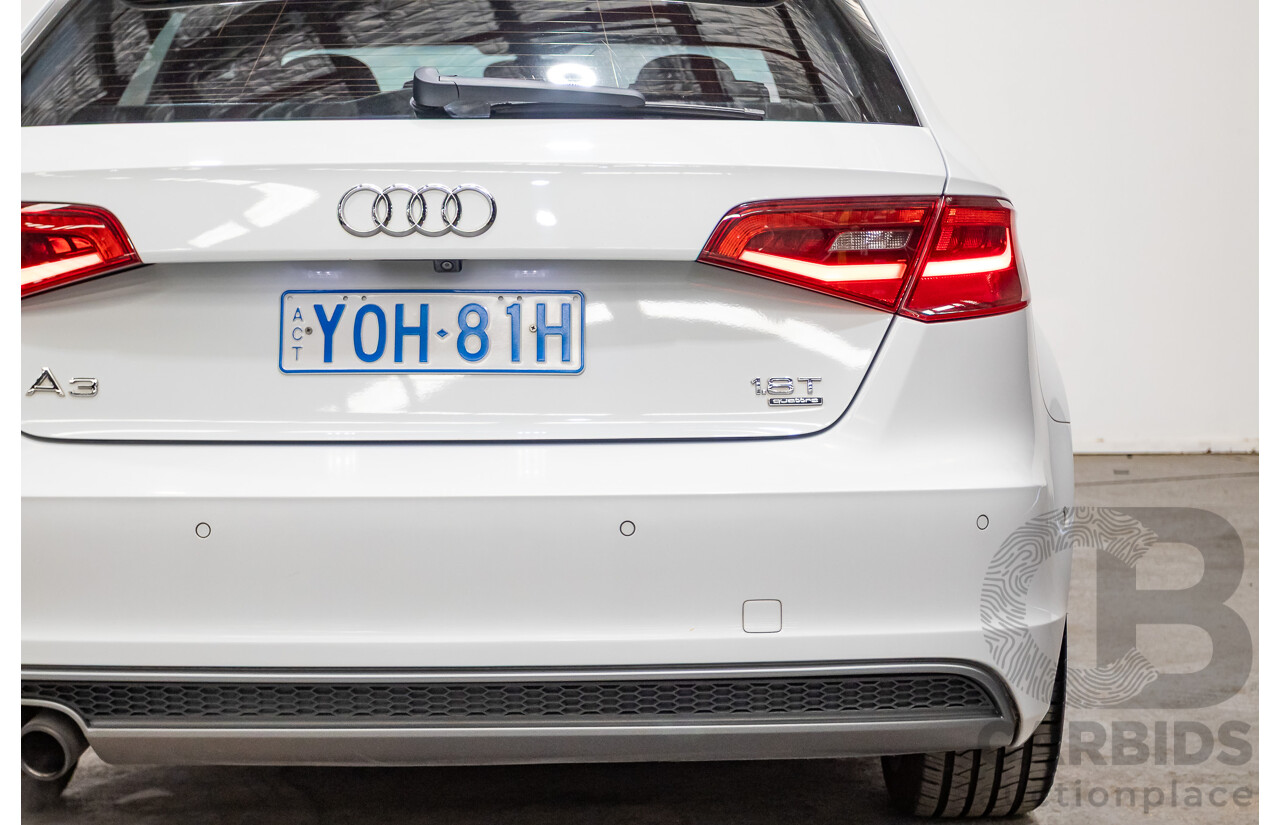12/2013 Audi A3 1.8 TFSI Quattro S-Line Ambition (AWD) 8V 5D Hatchback Glacier White Turbo 1.8L
