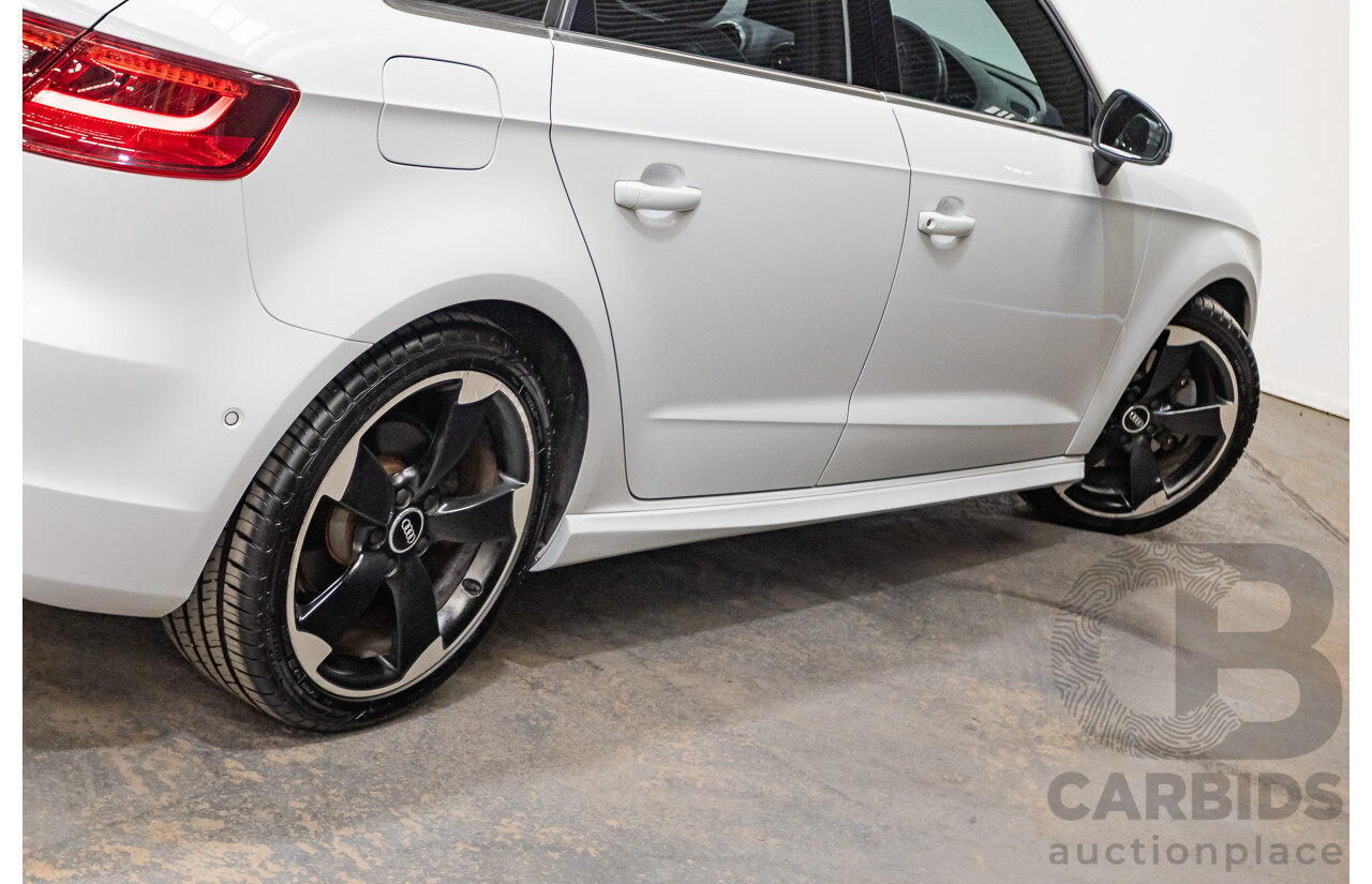 12/2013 Audi A3 1.8 TFSI Quattro S-Line Ambition (AWD) 8V 5D Hatchback Glacier White Turbo 1.8L