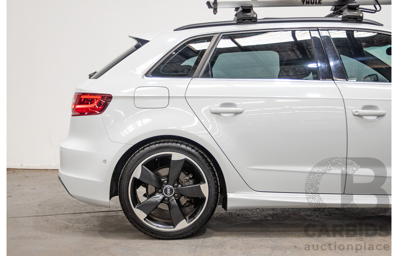 12/2013 Audi A3 1.8 TFSI Quattro S-Line Ambition (AWD) 8V 5D Hatchback Glacier White Turbo 1.8L