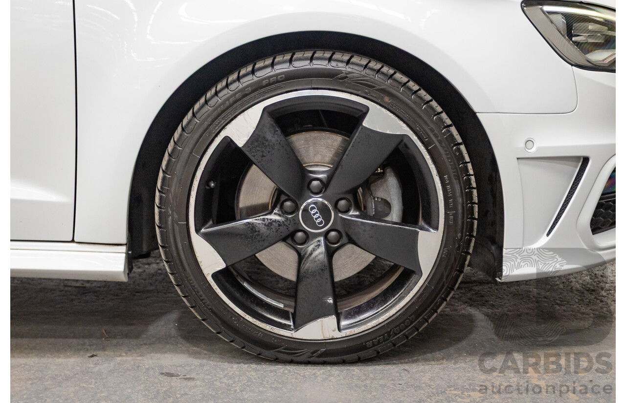 12/2013 Audi A3 1.8 TFSI Quattro S-Line Ambition (AWD) 8V 5D Hatchback Glacier White Turbo 1.8L