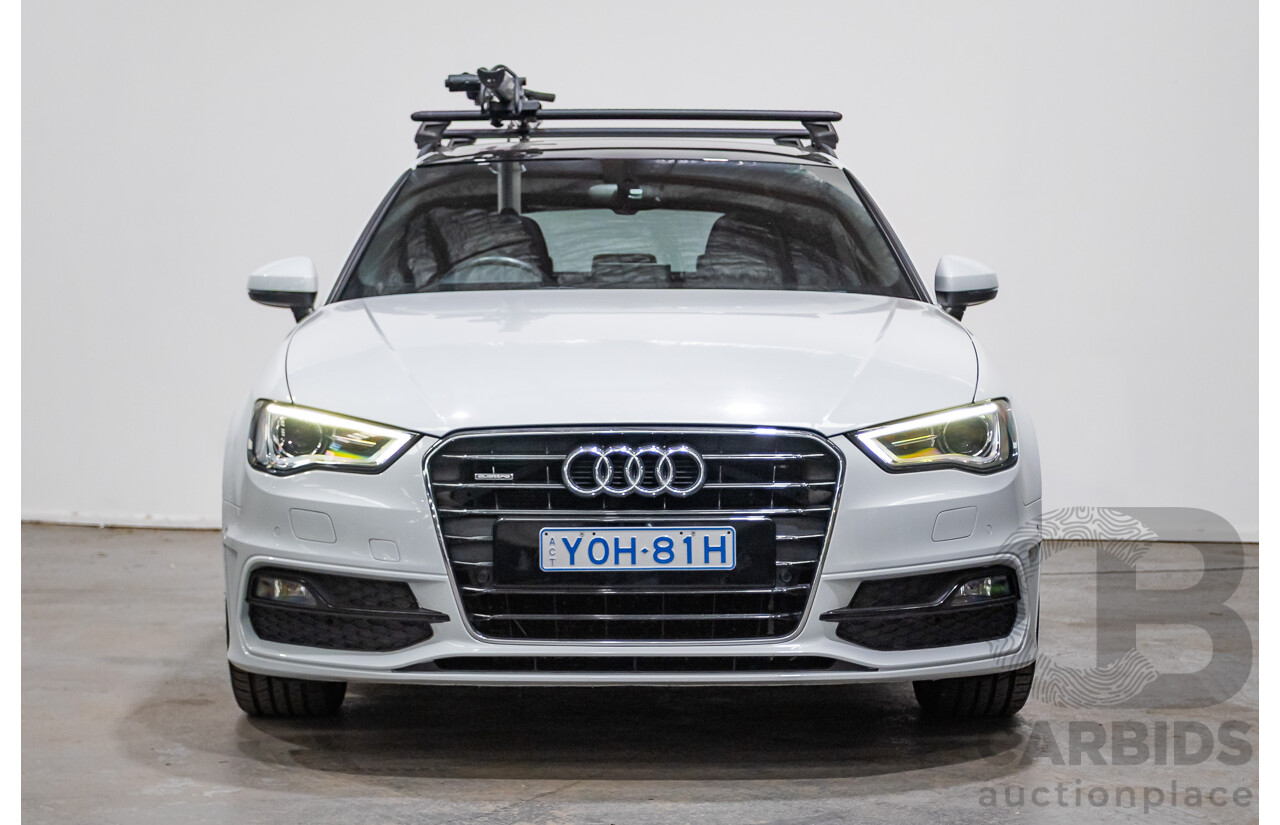 12/2013 Audi A3 1.8 TFSI Quattro S-Line Ambition (AWD) 8V 5D Hatchback Glacier White Turbo 1.8L