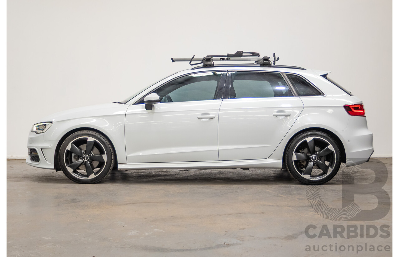 12/2013 Audi A3 1.8 TFSI Quattro S-Line Ambition (AWD) 8V 5D Hatchback Glacier White Turbo 1.8L