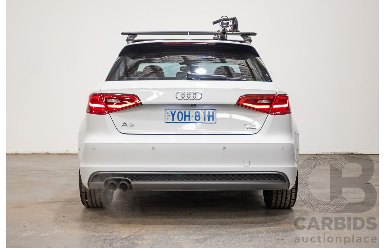 12/2013 Audi A3 1.8 TFSI Quattro S-Line Ambition (AWD) 8V 5D Hatchback Glacier White Turbo 1.8L