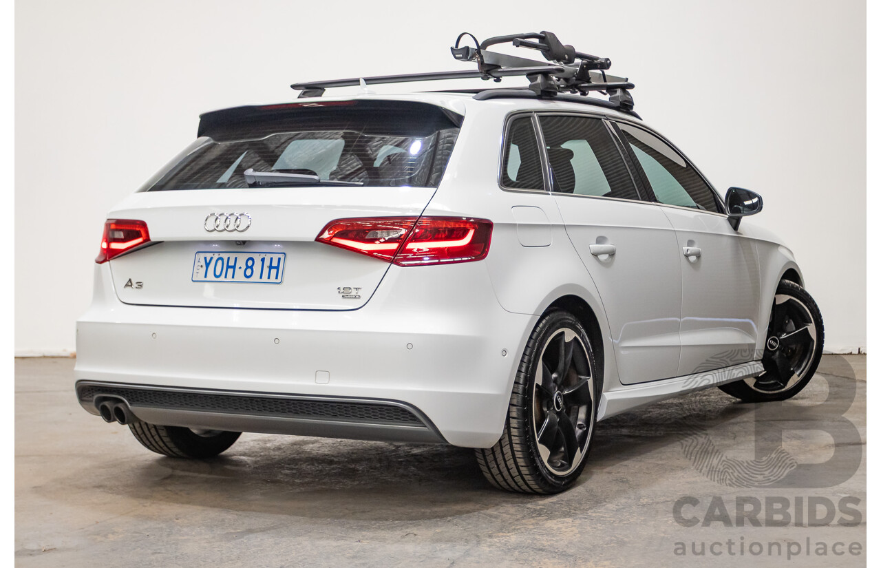 12/2013 Audi A3 1.8 TFSI Quattro S-Line Ambition (AWD) 8V 5D Hatchback Glacier White Turbo 1.8L