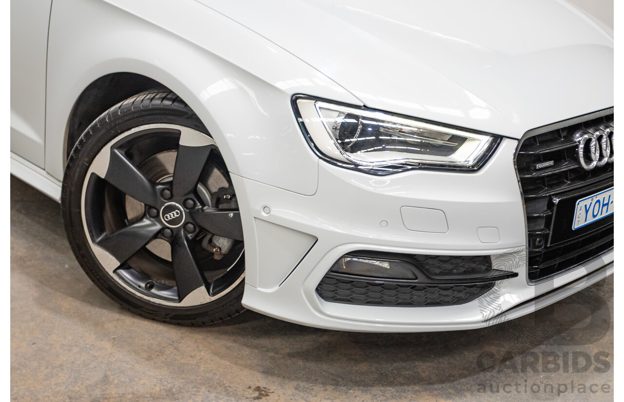 12/2013 Audi A3 1.8 TFSI Quattro S-Line Ambition (AWD) 8V 5D Hatchback Glacier White Turbo 1.8L