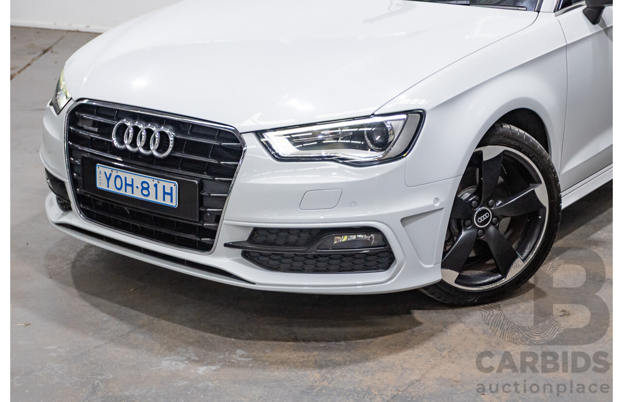 12/2013 Audi A3 1.8 TFSI Quattro S-Line Ambition (AWD) 8V 5D Hatchback Glacier White Turbo 1.8L