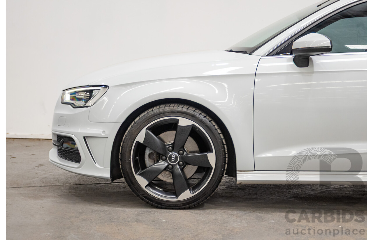 12/2013 Audi A3 1.8 TFSI Quattro S-Line Ambition (AWD) 8V 5D Hatchback Glacier White Turbo 1.8L
