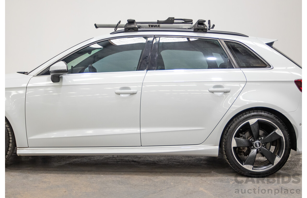 12/2013 Audi A3 1.8 TFSI Quattro S-Line Ambition (AWD) 8V 5D Hatchback Glacier White Turbo 1.8L