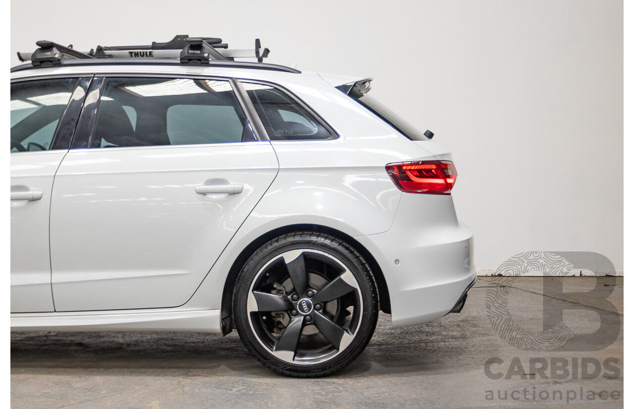 12/2013 Audi A3 1.8 TFSI Quattro S-Line Ambition (AWD) 8V 5D Hatchback Glacier White Turbo 1.8L