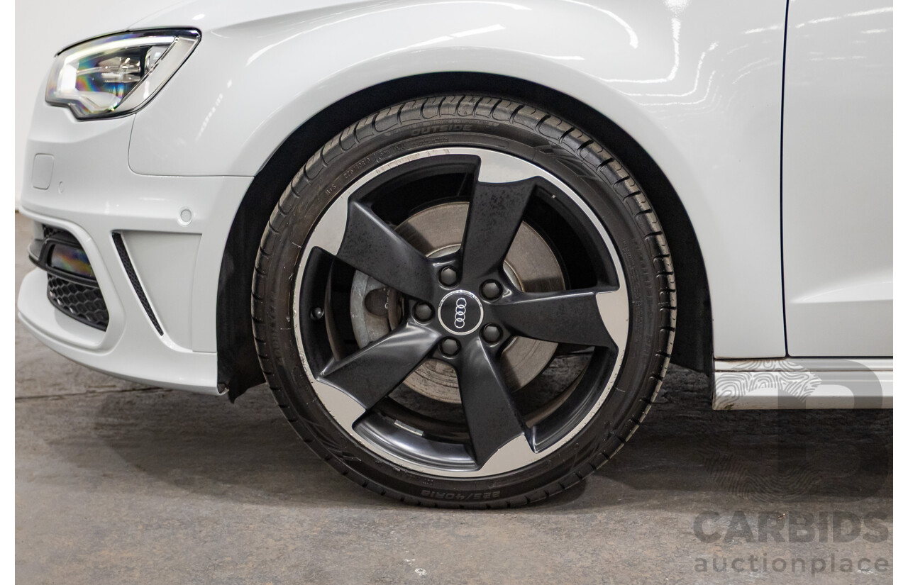 12/2013 Audi A3 1.8 TFSI Quattro S-Line Ambition (AWD) 8V 5D Hatchback Glacier White Turbo 1.8L
