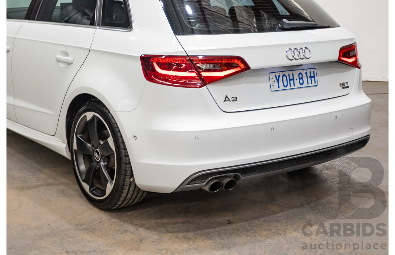 12/2013 Audi A3 1.8 TFSI Quattro S-Line Ambition (AWD) 8V 5D Hatchback Glacier White Turbo 1.8L