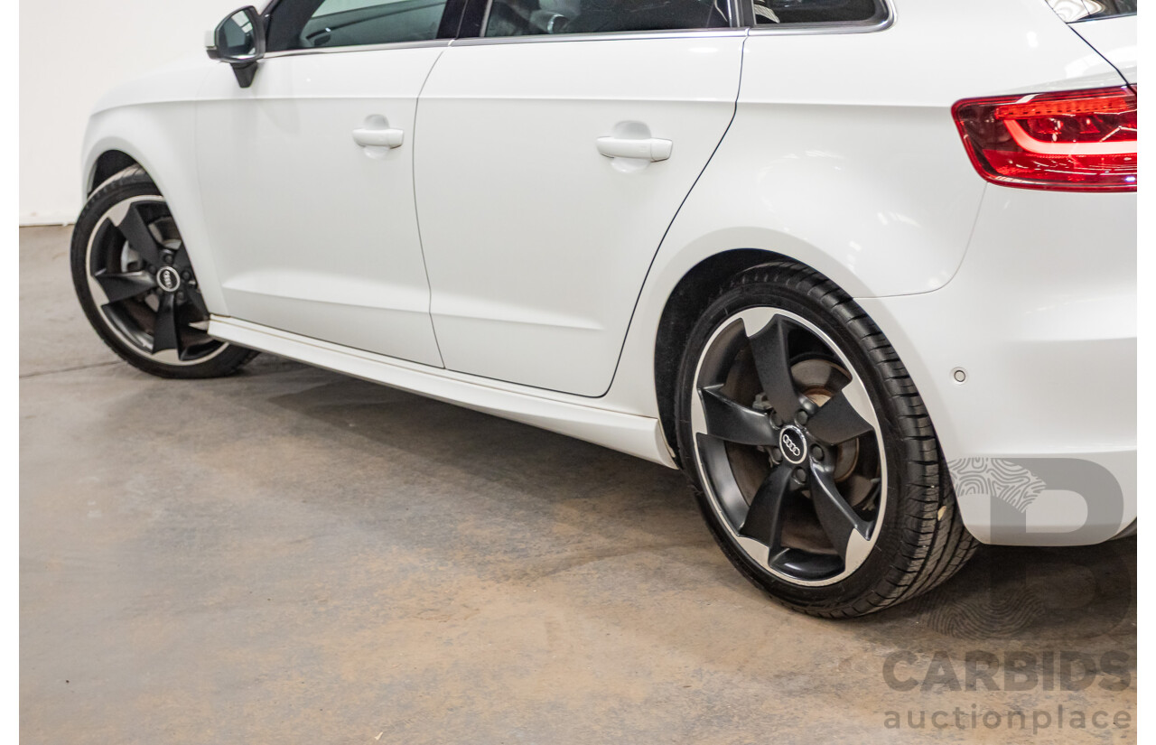 12/2013 Audi A3 1.8 TFSI Quattro S-Line Ambition (AWD) 8V 5D Hatchback Glacier White Turbo 1.8L