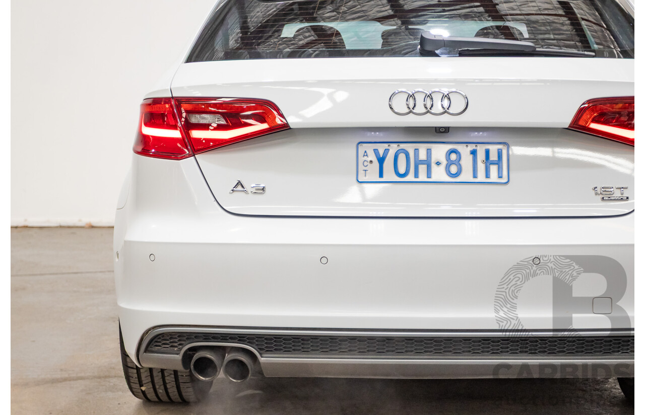 12/2013 Audi A3 1.8 TFSI Quattro S-Line Ambition (AWD) 8V 5D Hatchback Glacier White Turbo 1.8L
