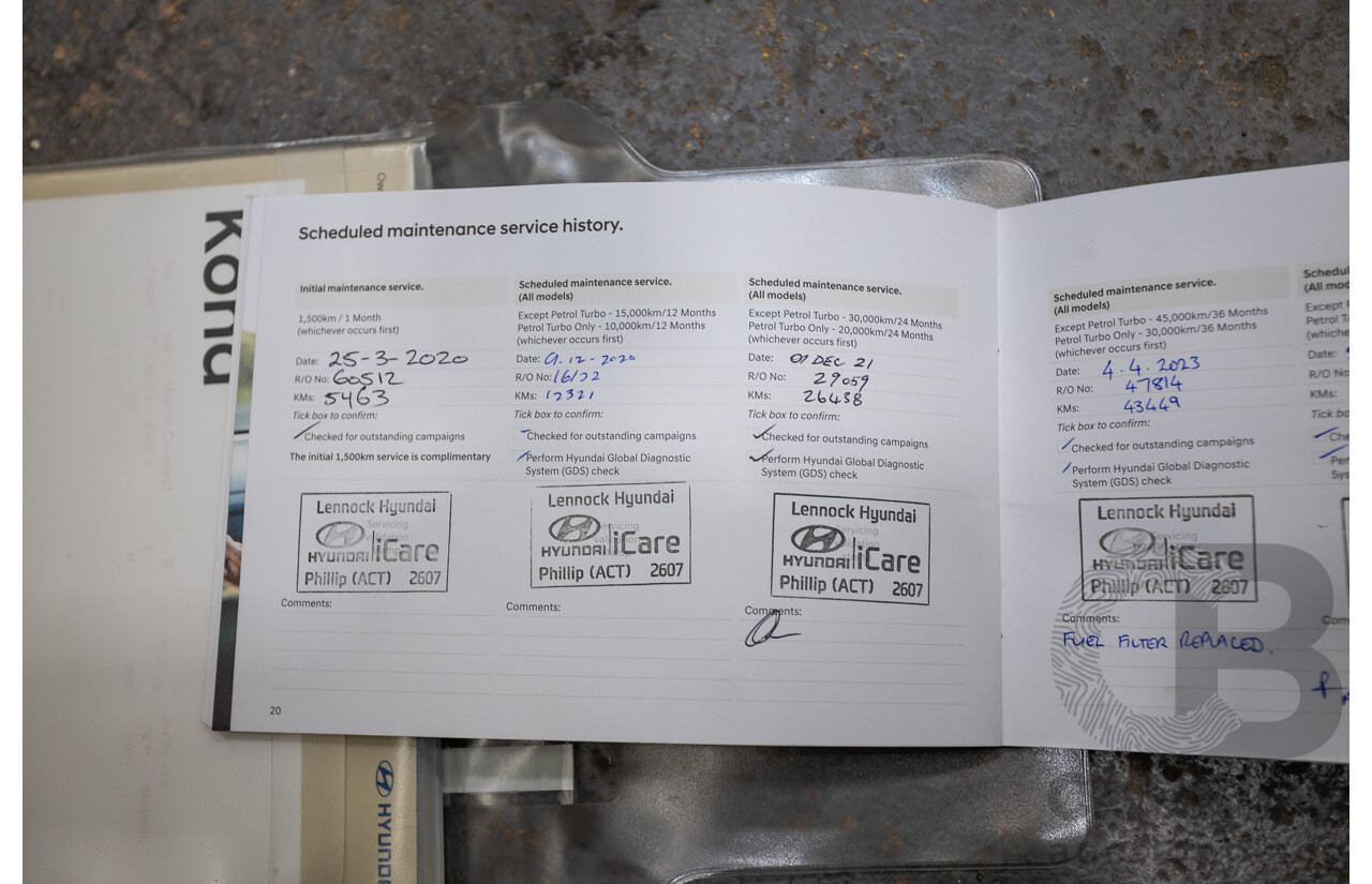 09/2019 Hyundai Kona Go FW OS.2 MY19 4D Wagon White 2.0L