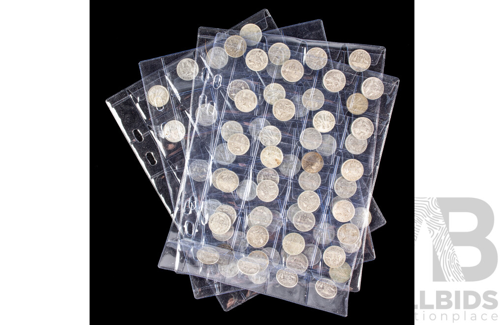 Seventy Two Australian Silver Threepence Examples Spanning 1910 to 1963 Including 1916M, 1917M, 1918M, 1919M, 1921M, 1942D, 1944S