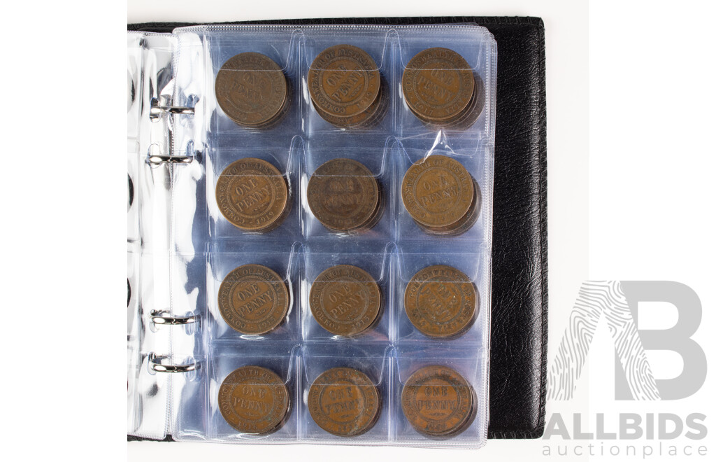 Album of One Hundred Australian KGV Pennies, Examples Spanning 1912 to 1936 Including 1915H 1916I(2), 1917I(2)