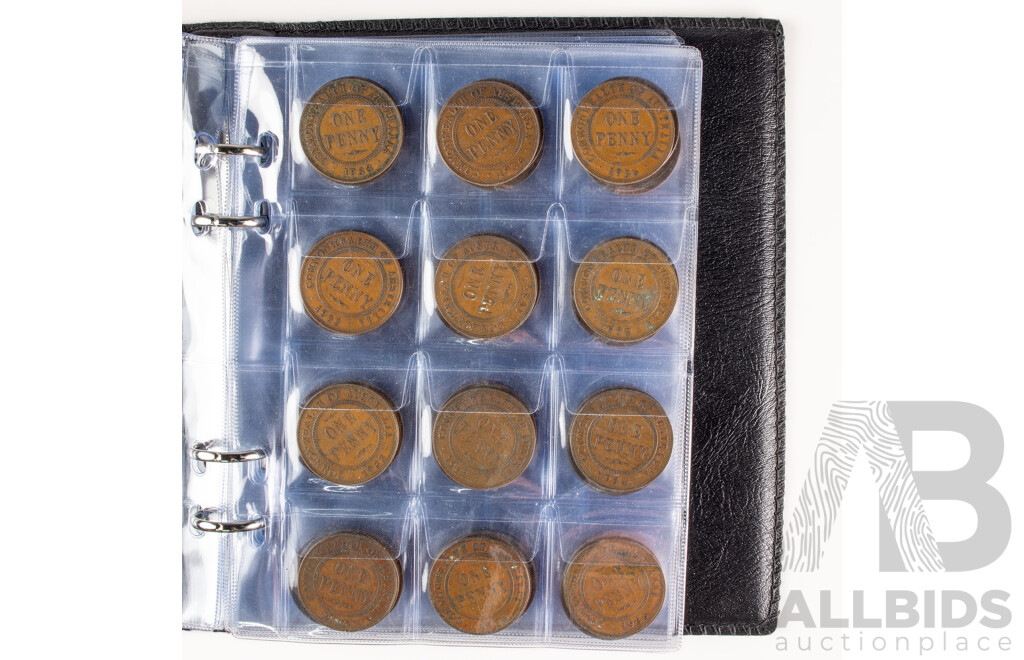 Album of One Hundred Australian KGV Pennies, Examples Spanning 1912 to 1936 Including 1915H 1916I(2), 1917I(2)