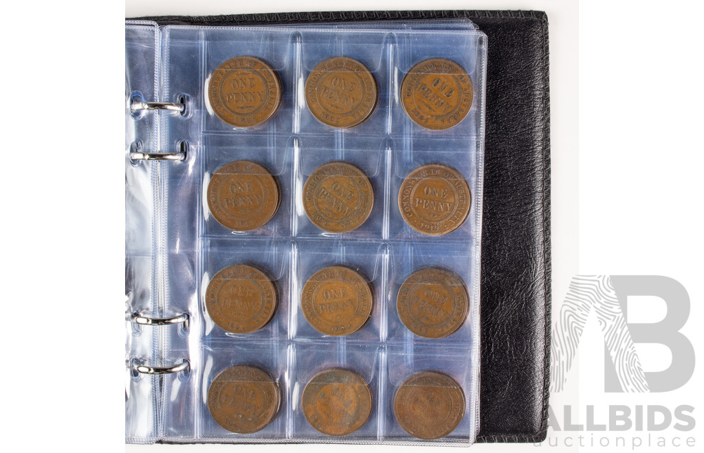 Album of One Hundred Australian KGV Pennies, Examples Spanning 1912 to 1936 Including 1915H 1916I(2), 1917I(2)