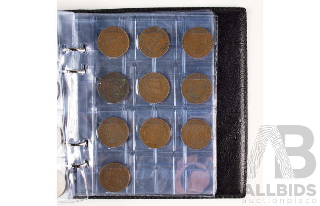 Album of One Hundred Australian KGV Pennies, Examples Spanning 1912 to 1936 Including 1915H 1916I(2), 1917I(2)
