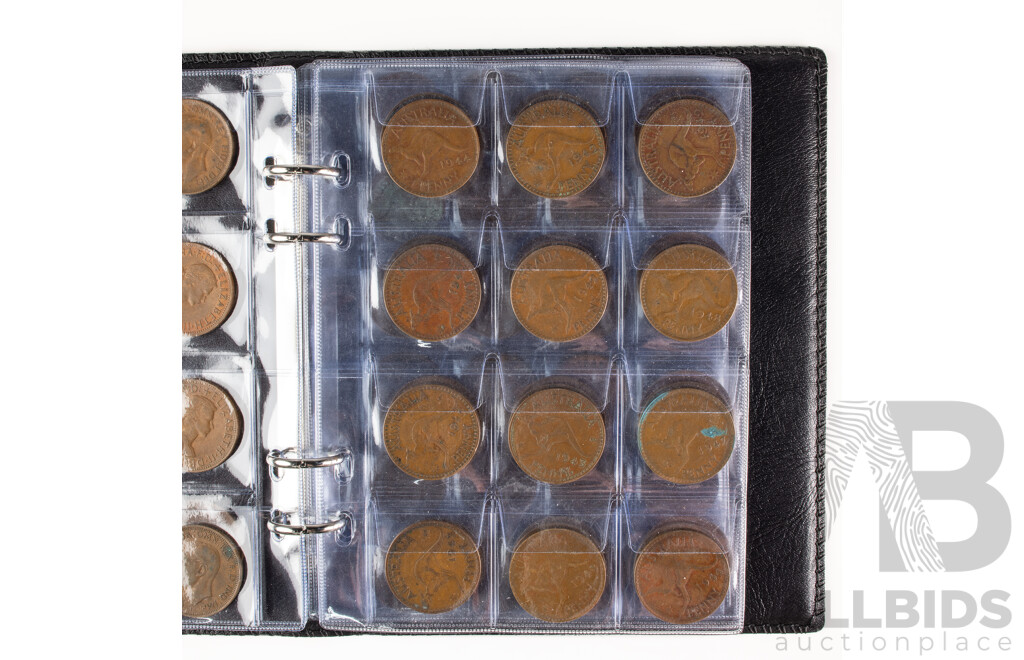 Album of Australian KGVI/QE2 Pennies, Examples Spanning 1939 to 1964 and KGV/KGVI/QE2 Half Pennies, Examples Spanning 1912 to 1960 Including 1916I and 1917I