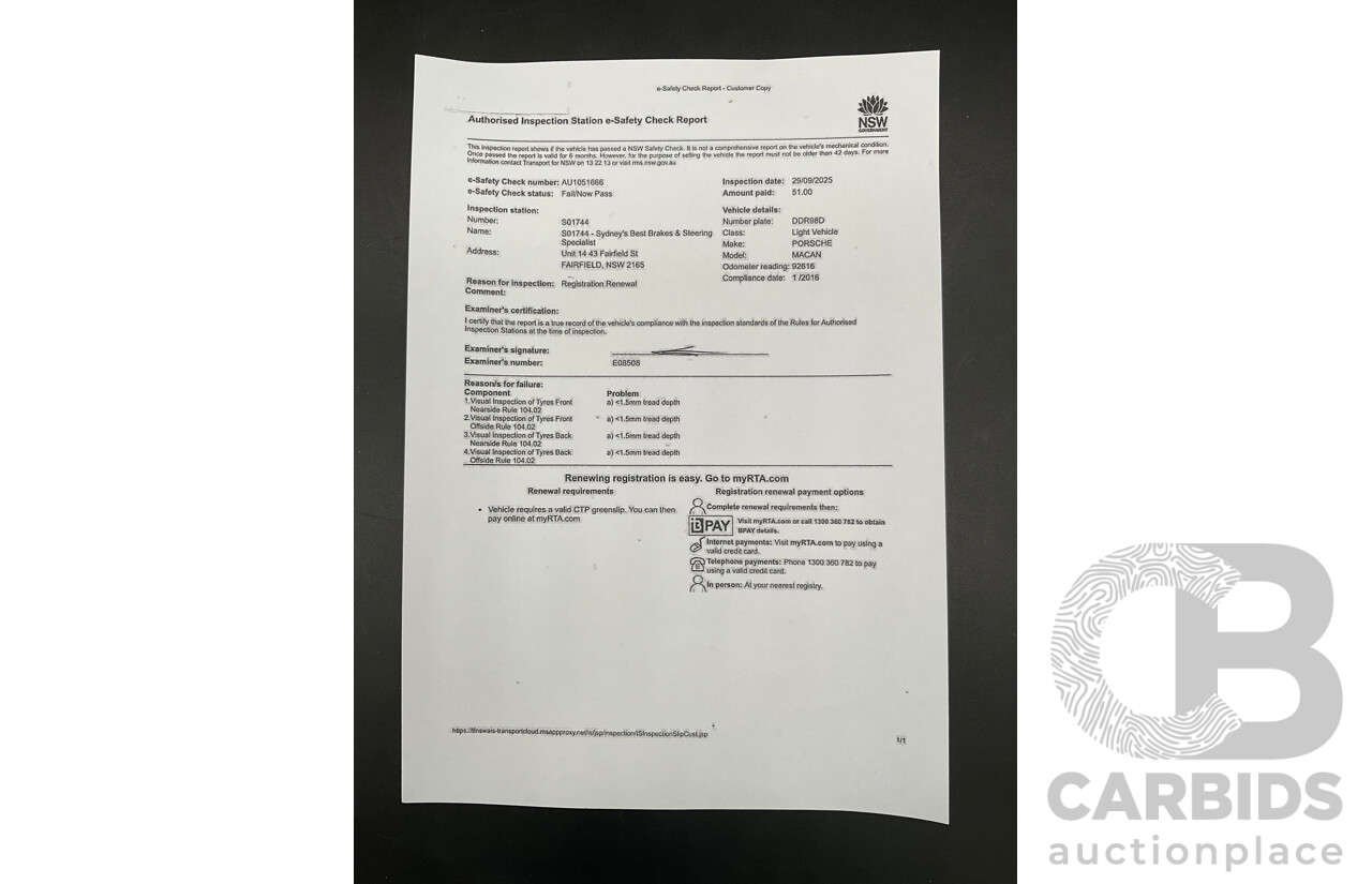 01/2016 Porsche Macan Turbo (AWD) MY16 4d Wagon Jet Black Metallic Twin Turbo V6 3.6L