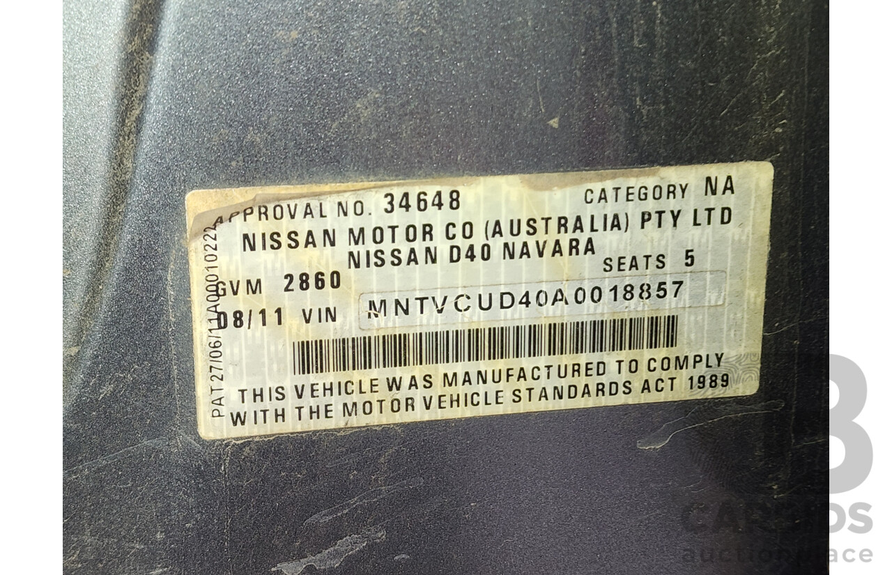 8/2011 Nissan Navara ST (4x4) D40 Dual Cab P/Up Grey 2.5L