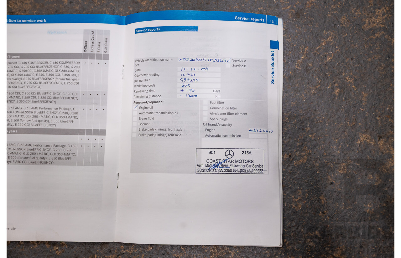 03/2009 Mercedes-Benz C63 AMG W204 4D Sedan Obsidian Black Metallic V8 6.2L