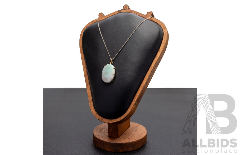 9ct Vintage Solid Australian Opal Pendant, 36mm, 5.65 Grams