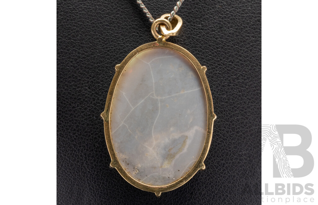 9ct Vintage Solid Australian Opal Pendant, 36mm, 5.65 Grams