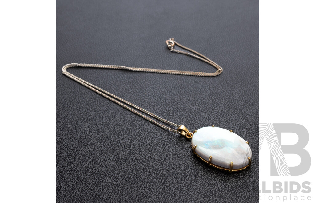 9ct Vintage Solid Australian Opal Pendant, 36mm, 5.65 Grams