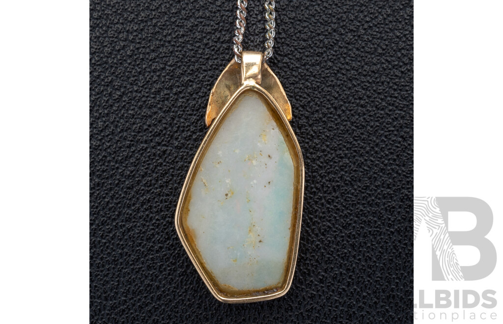 9ct Vintage Australian Solid Opal Pendant, 25mm, 2.16 Grams