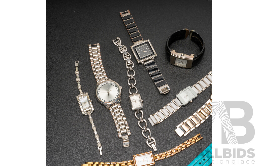 Collection of (9) Ladies Dress Watches Including Fossil, Elite & Goldmark