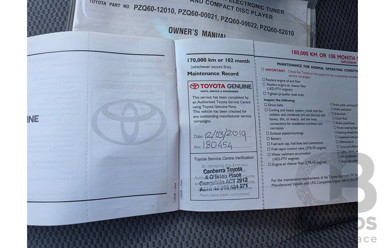 7/2008 Toyota Hiace Commuter KDH223R MY07 UPGRADE Bus White 3.0L - 10 seats