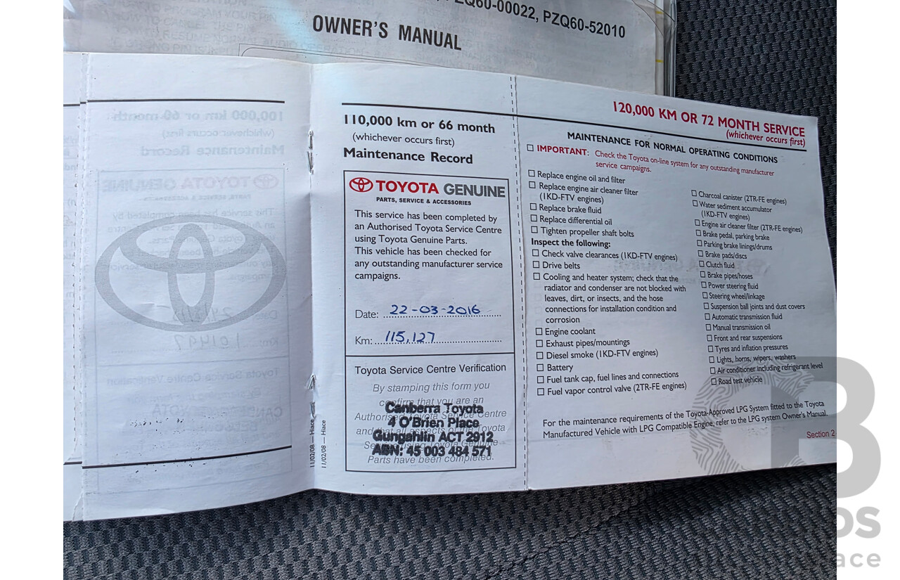 7/2008 Toyota Hiace Commuter KDH223R MY07 UPGRADE Bus White 3.0L - 10 seats