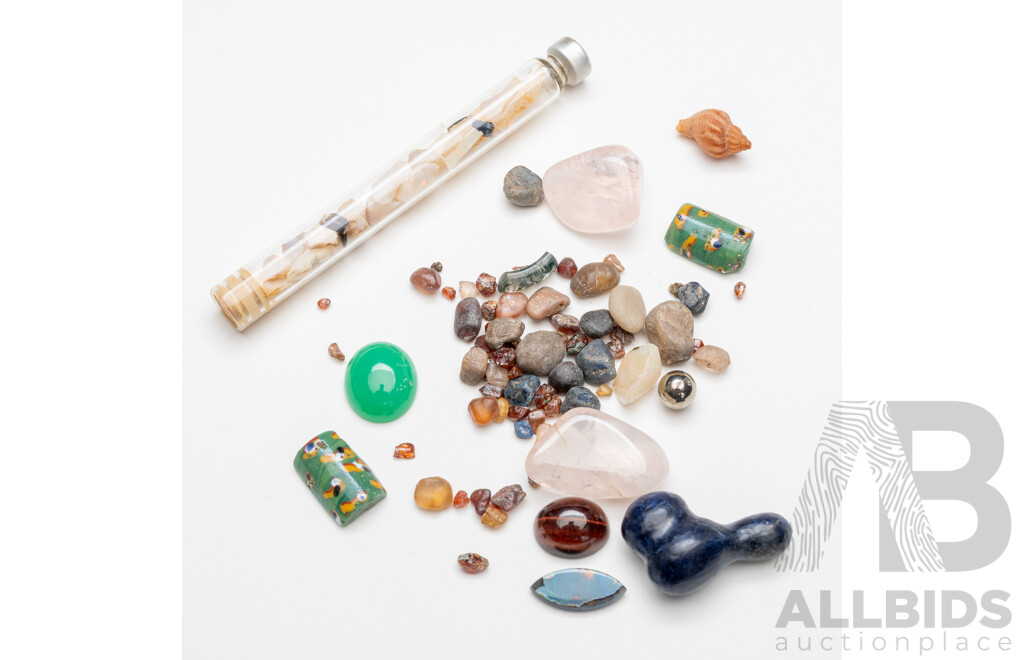 Small Packet of Mixed Gemstones Including Australian Crystal Opal & Rose Quartz